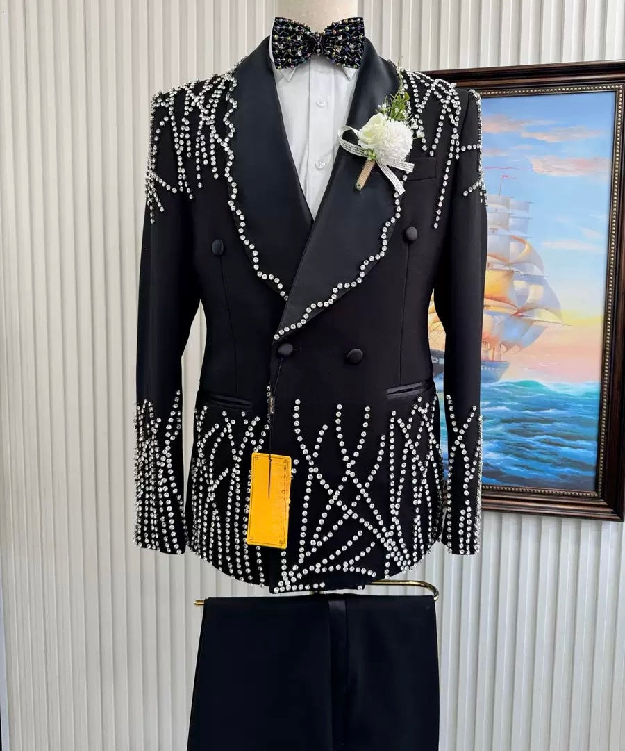 Regal Beaded Tuxedo 2 Pieces Suit