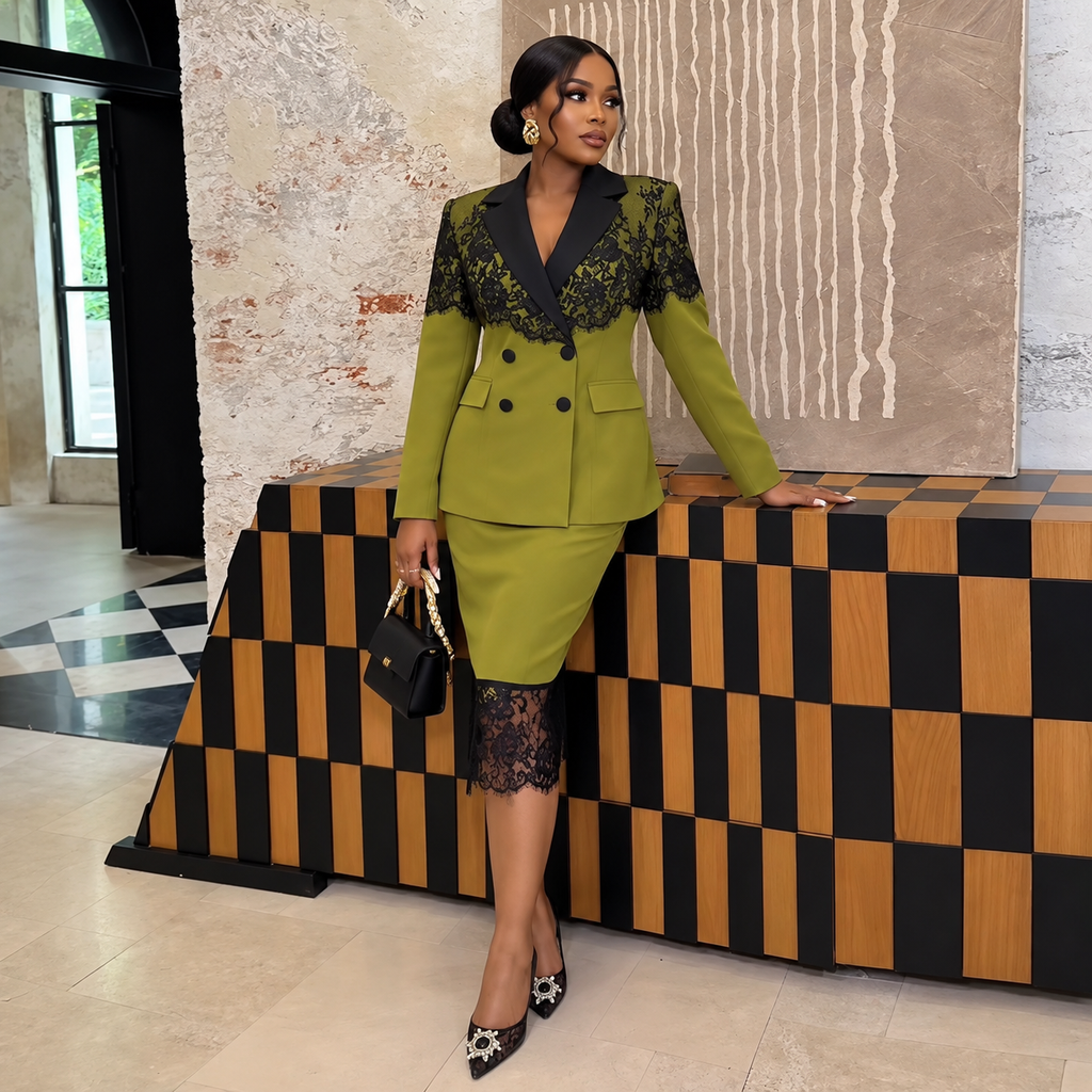 Ivory Noir Lace Executive Suit