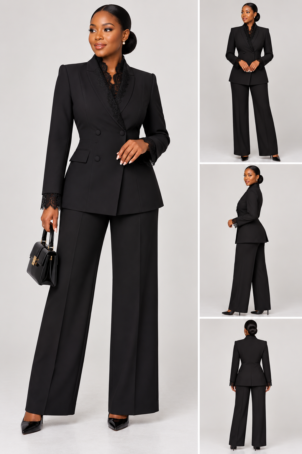 Ivory Grace Lace-Trim Power Suit