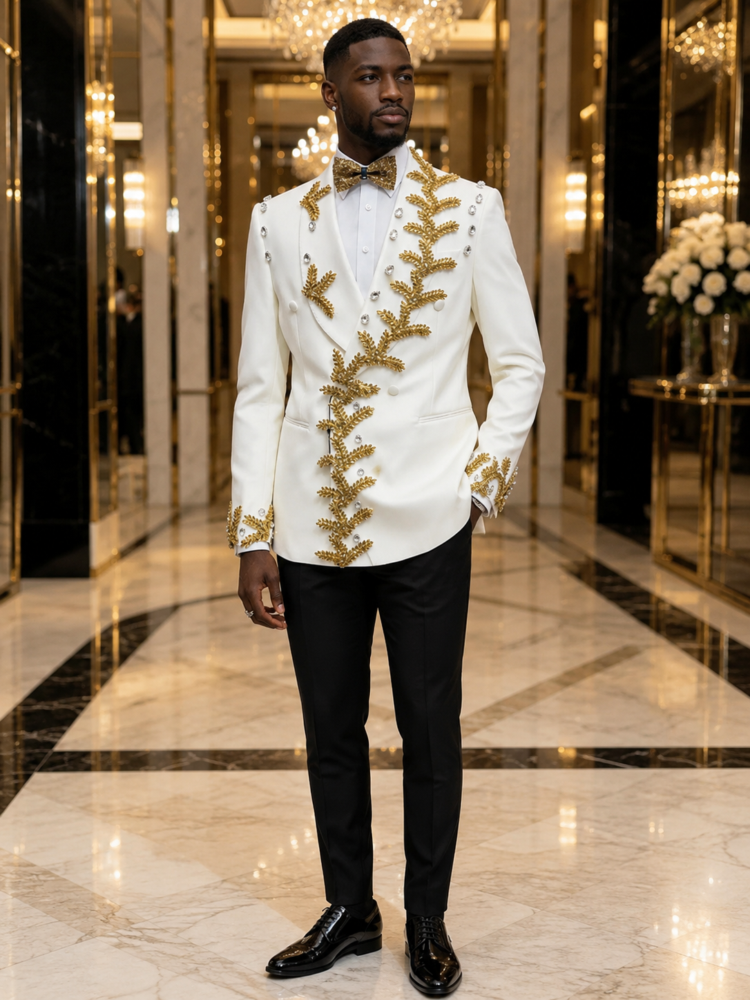 Royal Gold Vine Tuxedo Jacket