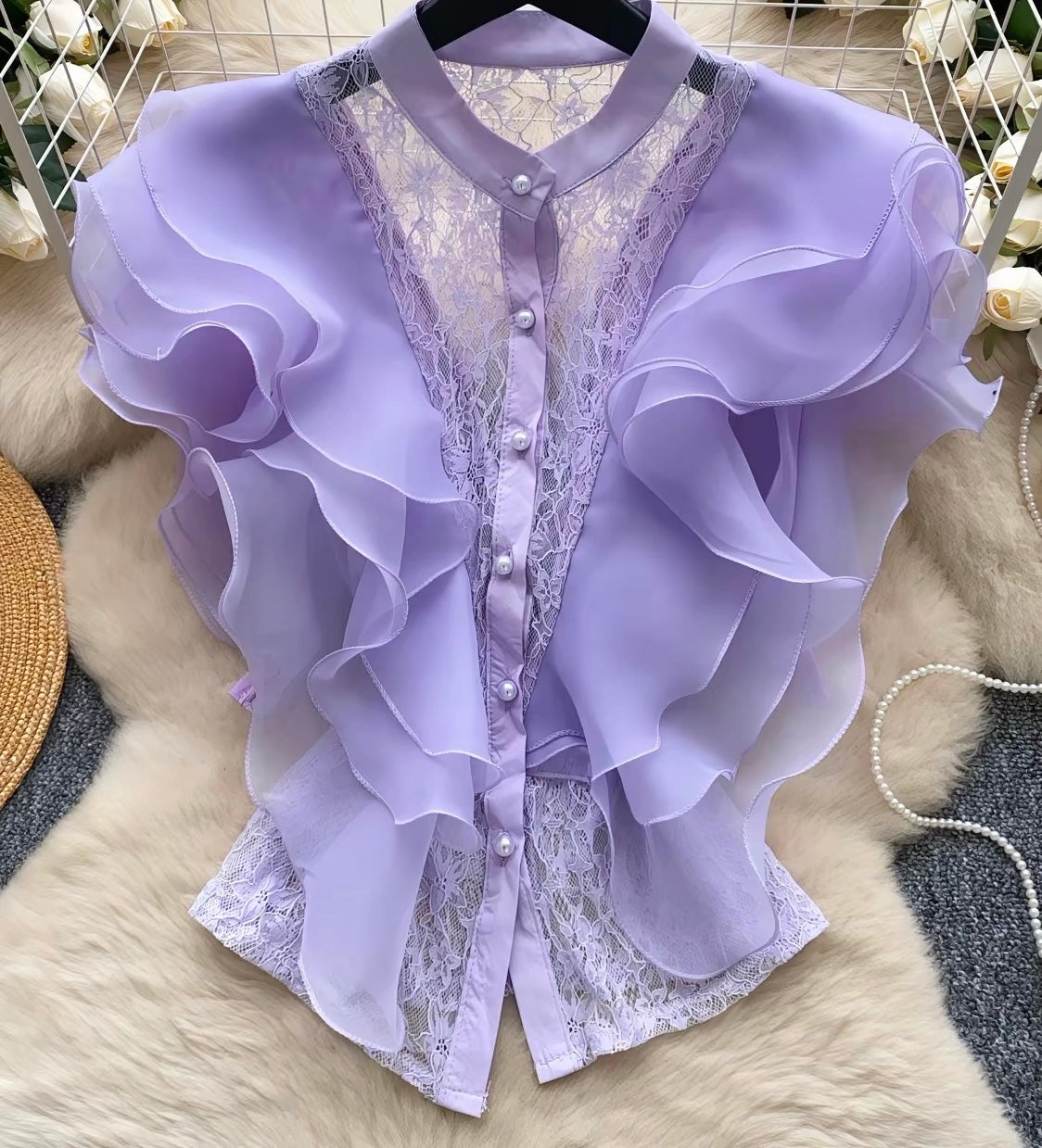 Ivory Cascade Lace Blouse