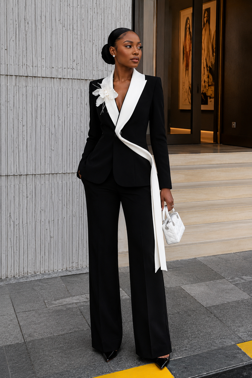 Black & Ivory Floral Signature Suit