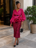 Fuchsia Royale Ruffle & Sequin Set