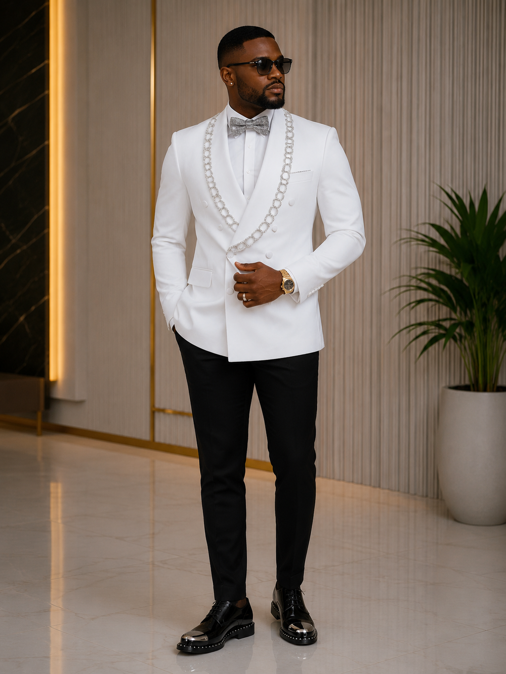 Prestige Pearl White Crystal Tuxedo