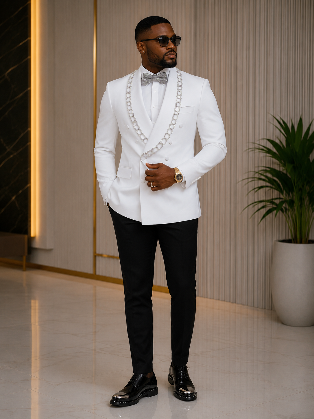 Prestige Pearl White Crystal Tuxedo