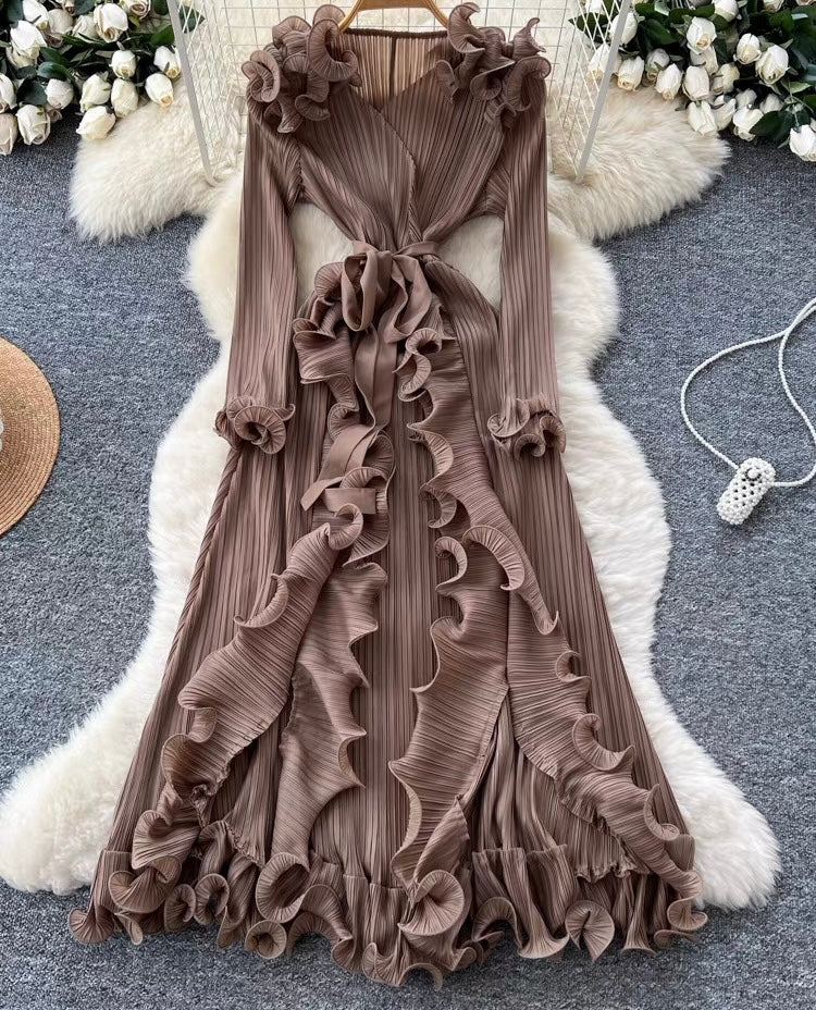 Fuchsia Ruffle Elegance Maxi Dress