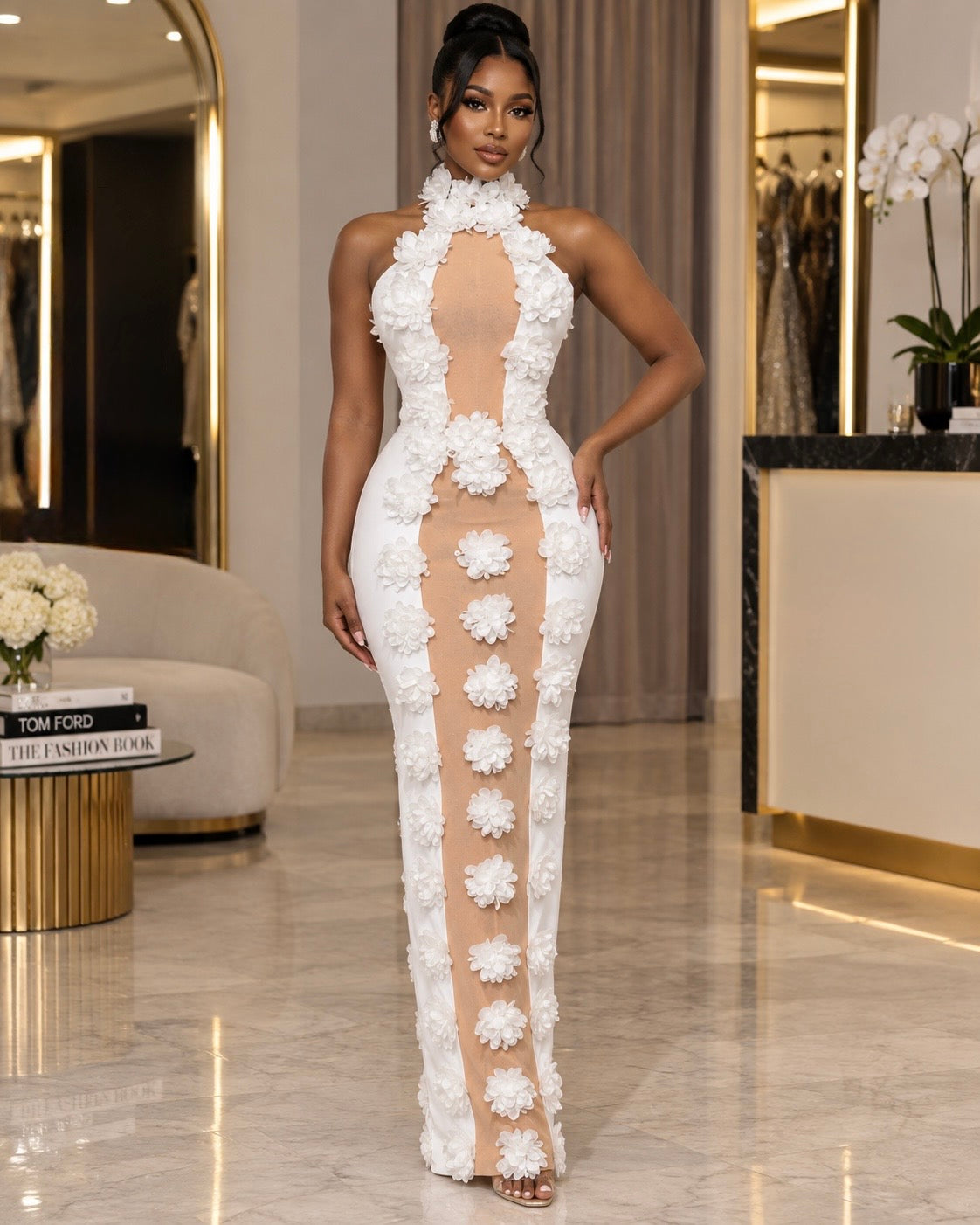 Ivory Blossom Illusion Gown