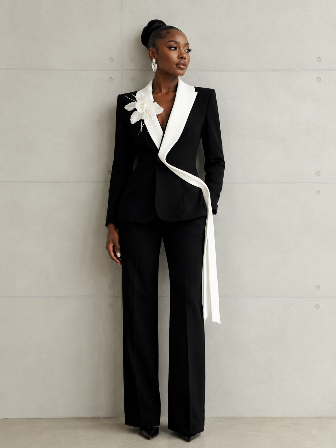 Black & Ivory Floral Signature Suit