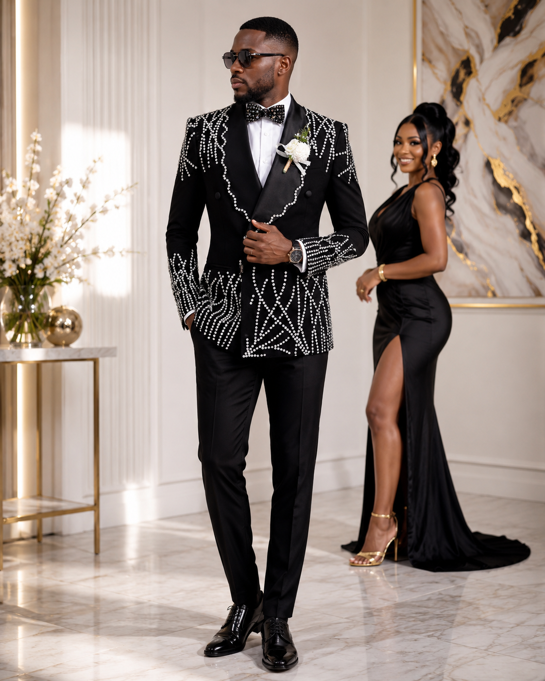 Regal Beaded Tuxedo 2 Pieces Suit