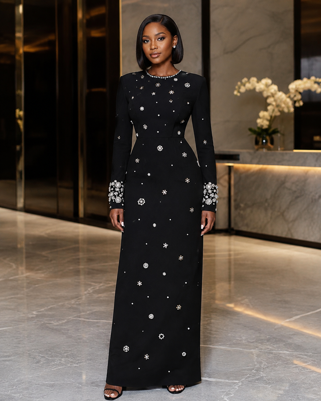 Midnight Crystal Elegance dress
