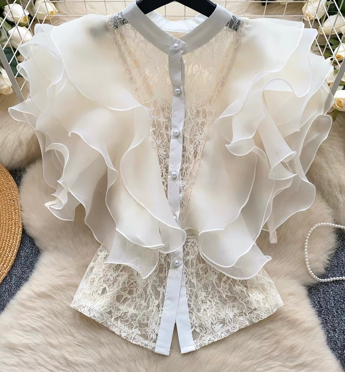 Ivory Cascade Lace Blouse