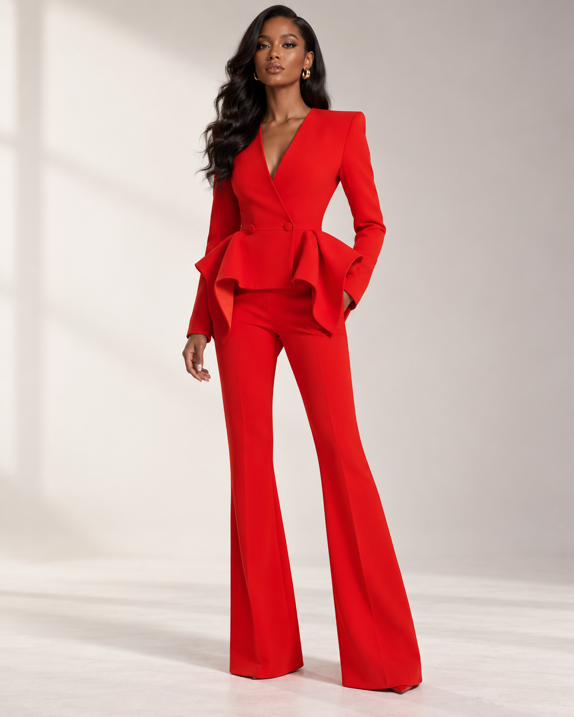 Scarlet Ruffle Power Suit