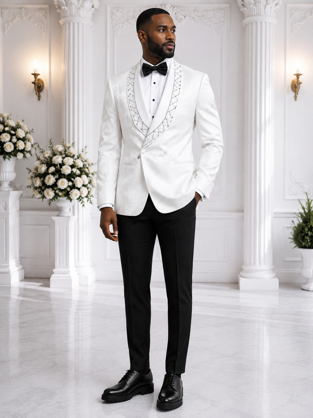Royal Ivory Crystal Jacquard Tuxedo