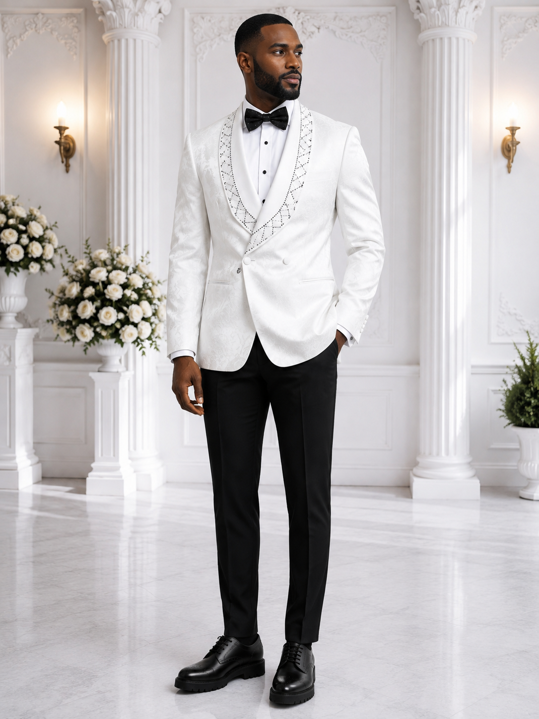 Royal Ivory Crystal Jacquard Tuxedo