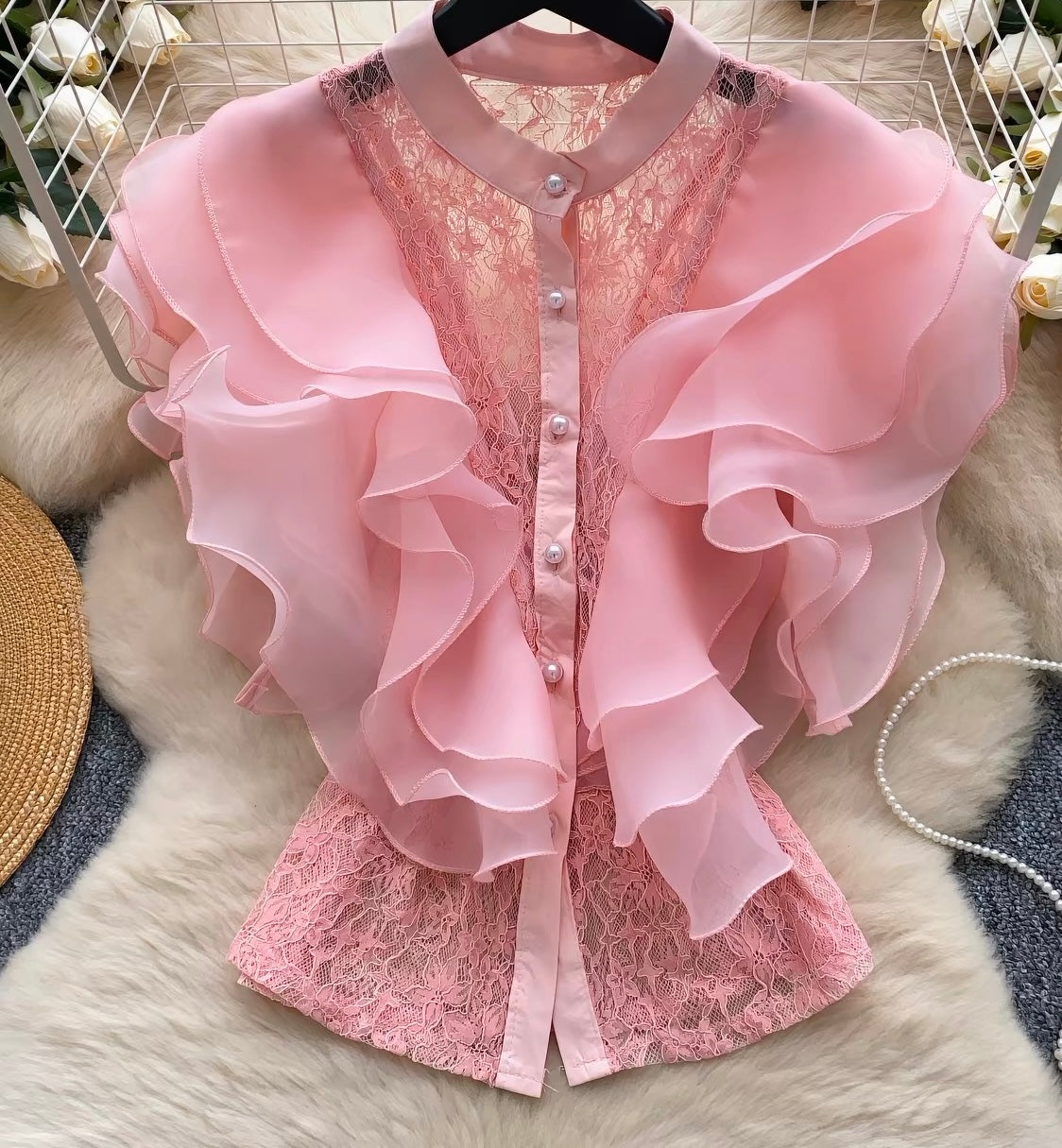 Ivory Cascade Lace Blouse