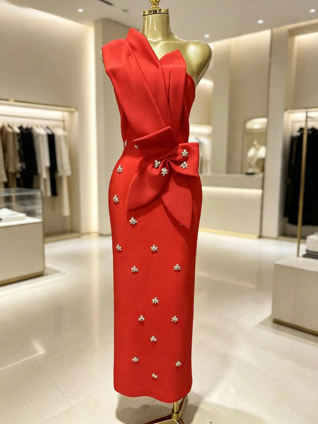 Lux Sculpted Bow Bodycon Dress