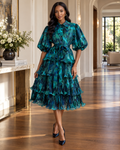 Cascade Tiered Midi Dres