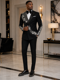 Royal Noir Silver Crystal Embellished Tuxedo